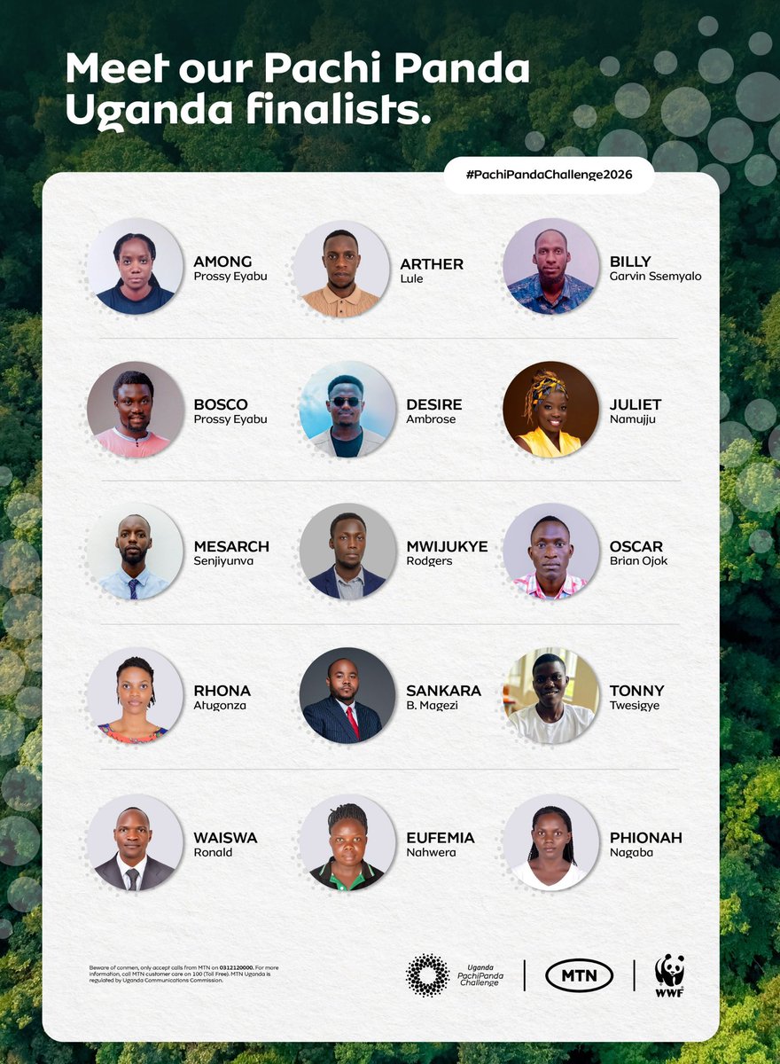 mtnug's tweet photo. 15 finalists. Big ideas. UGX 15M up for grabs.

Meet the #PachiPandaUG26 finalists turning ideas into solutions for a greener future, from food systems and conservation to waste management.

The finale is Wednesday, 28 October. The top 3 will win UGX 15M, 10M and 5M, while the overall winner/s heads to South Africa to represent Uganda at the Africa PachiPanda Finals.

Who will take the crown?

#EnvironmentalInnovation #DoingForTomorrowToday