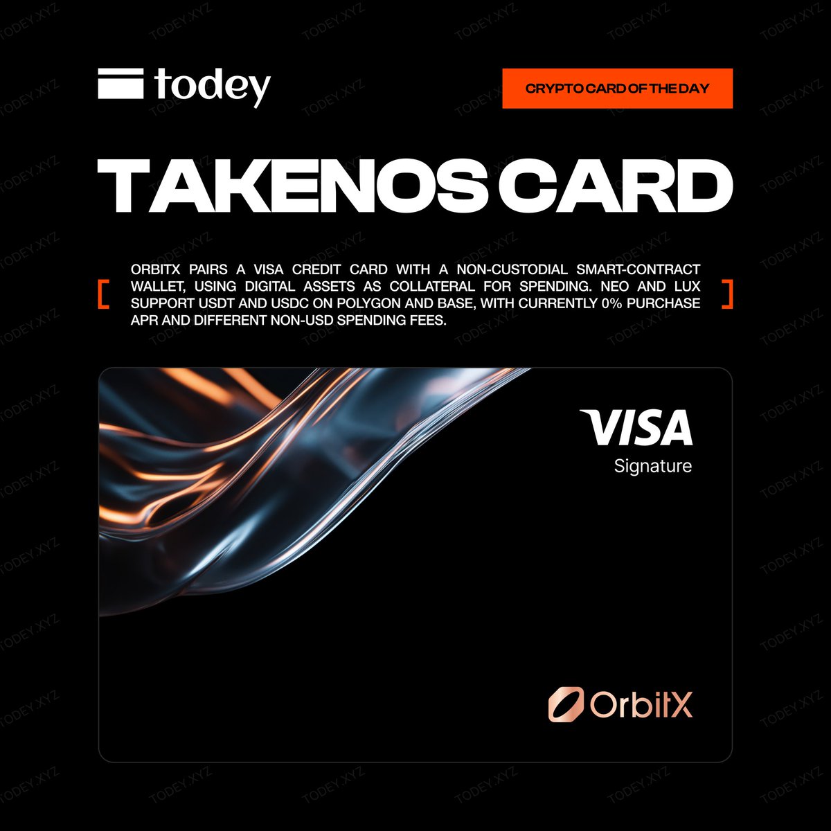 JoinTODEY's tweet photo. 💳 CRYPTO CARD OF THE DAY - ORBITX CARD

@OrbitX_Pay OrbitX pairs a Visa credit card with a non-custodial smart-contract wallet. Neo and Lux support USDT and USDC on Polygon and Base.

Learn More
https://t.co/2zyz5IfgCF https://t.co/UUu17ZxmVL
