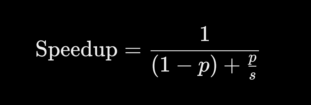 arpit_bhayani's tweet photo. If AI makes you 10x faster at coding, why is your team not shipping 10x faster? Amdahl's law has the answer...

The law says the overall speedup is capped by the part you did not speed up. With `p` as the fraction of the work you accelerate and `s` as the speedup on that fraction, speedup is computed as attached.

Now plug in some numbers. Say writing code is 30% of the time from idea to production, and AI makes that part 10x faster. The overall speedup is 1 / (0.7 + 0.03), which is about 1.37x. Even if coding is half of the cycle, you get about 1.8x.

These numbers are illustrative, so use your own, but the shape stays the same. The rest of the cycle is still there:

- Figuring out what to build
- Aligning product, design, and other teams.
- Code reviews, which are now more than ever
- CI and CD takes the same wall time as before.
- Debugging and incidents, where code that nobody on the team wrote line by line takes longer to understand.

In fact, it can get worse than Amdahl predicts.

Faster code generation increases the load on every stage after it, so the review queue grows and the bottleneck shifts. A team that writes 10x more code with the same review capacity is just building a bigger queue, unfortunately

So if you want the team to actually ship faster, measure the whole path from idea to production and find where work waits. Then apply AI there too: review, test generation, flaky test triage, deploy safety checks. Otherwise, you have optimized the part of the system that was never the constraint.

Speeding up the typing was always the easy part :)