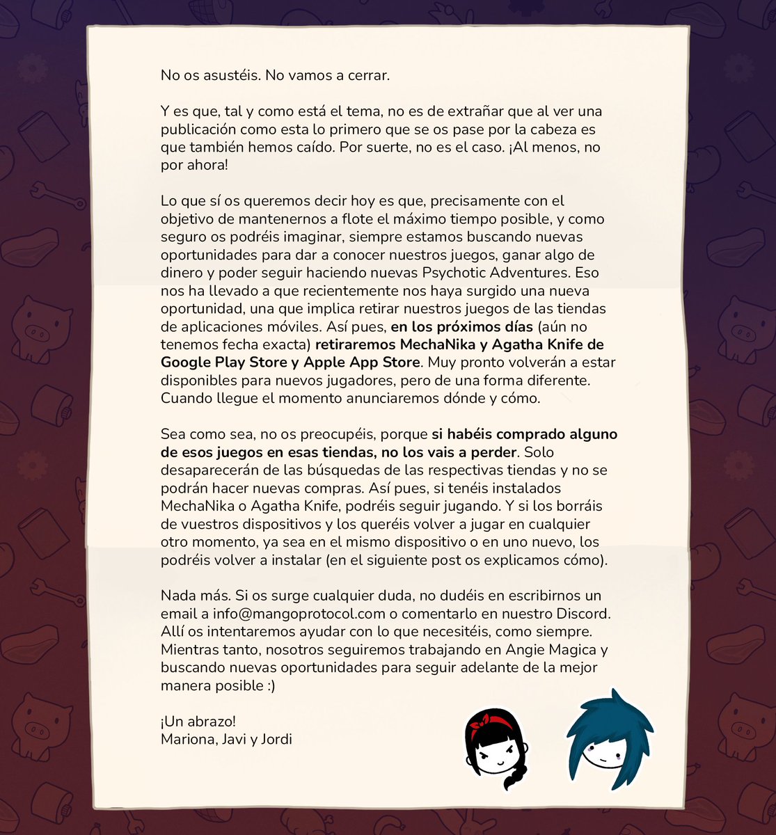 MangoProtocol's tweet photo. Don't panic. We are not shutting down.

No os asustéis. No vamos a cerrar. https://t.co/qwZk1xHXbl