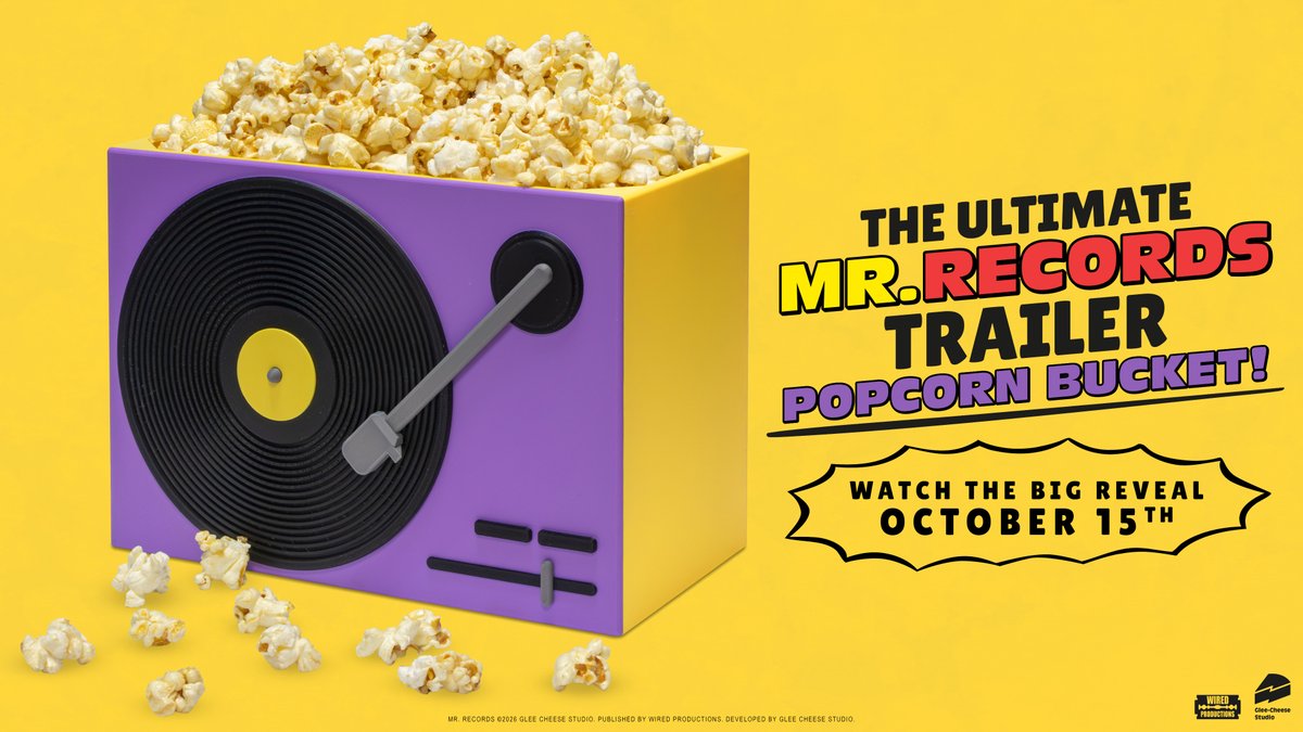 WiredP's tweet photo. This is your LAST CHANCE to get your hands on this exclusive piece of MR. RECORDS merch. 👀🍿
 
BEHOLD! The unnecessarily magnificent MR. RECORDS POPCORN BUCKET!
 
The perfect companion for a cosy night in, playing the @MRRECORDS demo. 🎶🐶
 
And even better? YOU CAN WIN IT!
 
To enter:
🍿 Follow @WiredP, @GleeCheese & @MRRECORDS
🍿 RT this post
🍿 Tell us in the comments: what would be the PERFECT song for a MR. RECORDS custom level?
 
Winner picked Monday evening.
 
#MRRECORDS