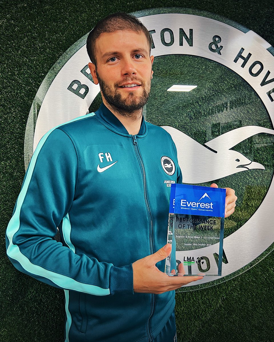 BHAFC's tweet photo. Albion 5-0 Palace. 😮‍💨🔥

Fabian &amp; his staff are the latest @LMA_Managers Performance of the Week winners! 🏆