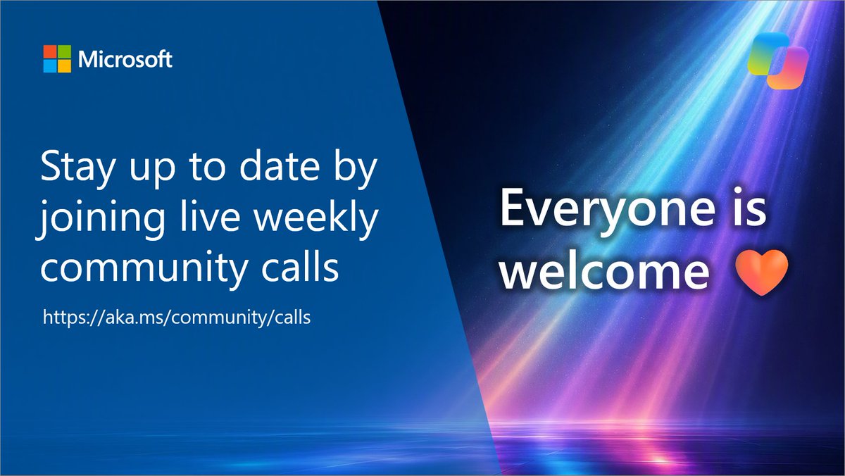 Microsoft365Dev's tweet photo. You do not need to be a developer to join our community calls.

Explore no-code experiences, low-code solutions, pro-code extensibility, and real-world demos from Microsoft and the community.

Everyone is welcome.

See more → https://t.co/xZ9QKjQ1iA

#Copilot #Microsoft365 https://t.co/yTri3YHbv3