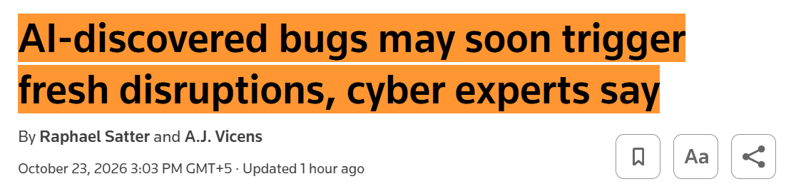 choblin29's tweet photo. 🚨BREAKING: It's over. 

Cloudflare CEO Matthew Prince told Reuters he knows of additional severe vulnerabilities in other pieces of critical software that are currently being patched, beyond the PHP flaws that disrupted government websites this week.

Prince predicts busy months ahead as AI surfaces long-hidden weaknesses in the 'fabric of the internet': 'every single week it's going to feel like the sky is falling.'