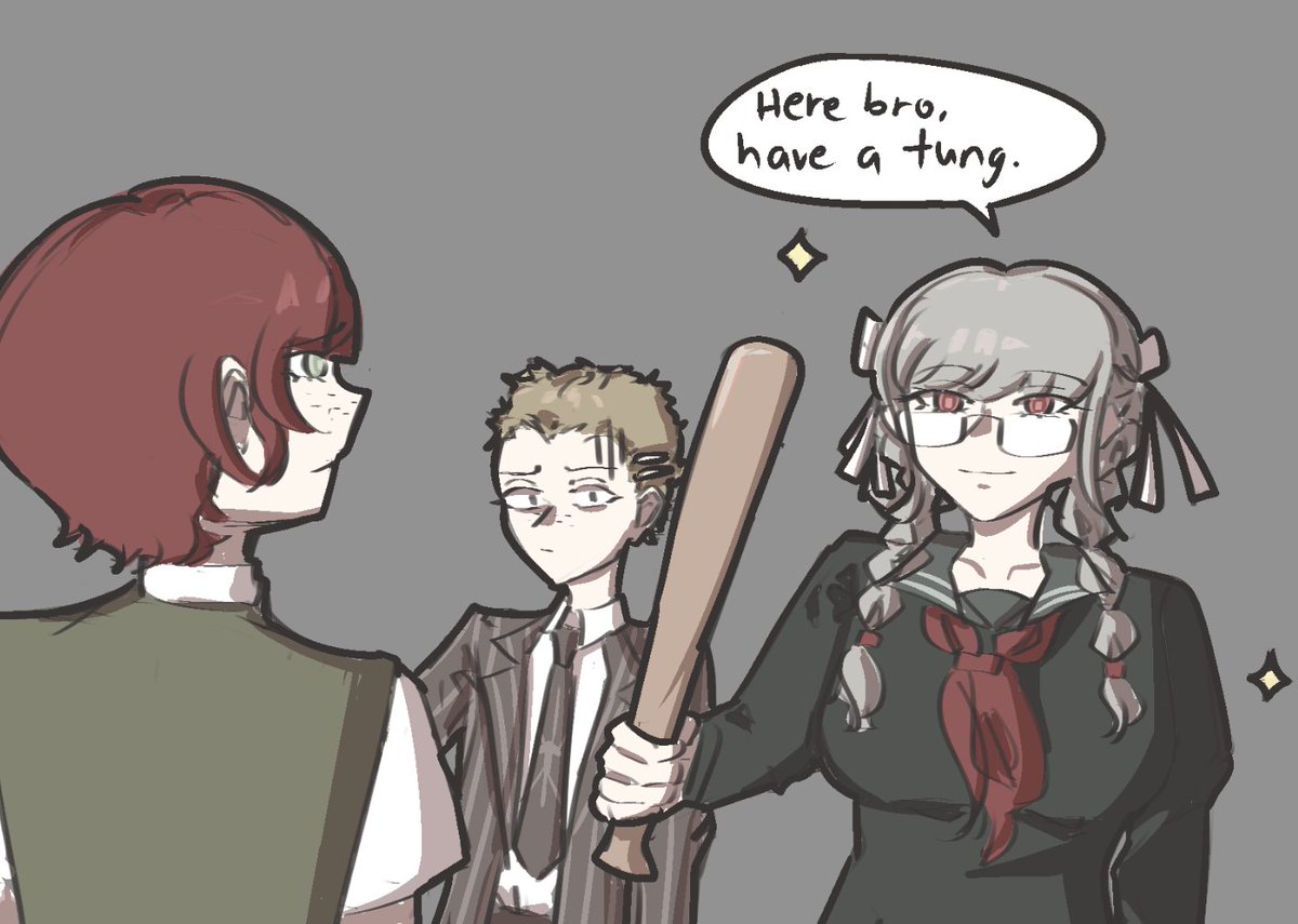 KatTheRatQueen's tweet photo. Here bro, have a tung.

#danganronpa #SDR2 https://t.co/lkFPXoQBQU