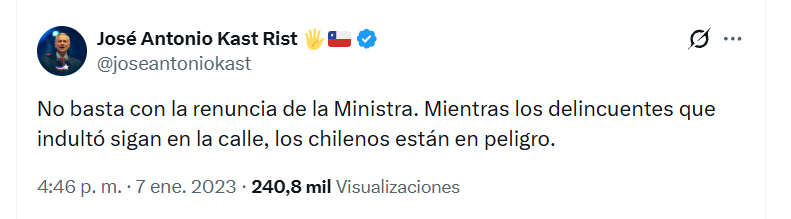 mlobosg's tweet photo. Yapo.... que @joseantoniokast le diga a @PresidenteKast que no bastaría con la renuncia de @MinistroRabat, sino que mientras abusadores y violadores que rebajó condena sigan en la calle, estamos en peligro.
#SiempreUnTuit https://t.co/5BsuFNHik6