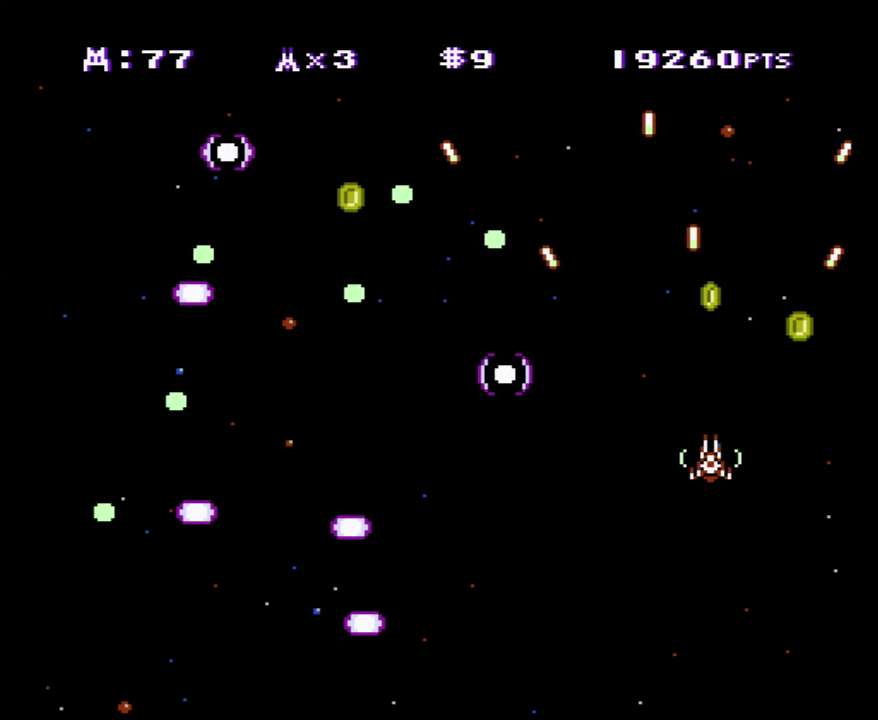 arnpoly's tweet photo. I'm happy to introduce my new NES homebrew game, Ranaga!  It's an arcade-style vertically scrolling shooter featuring randomized waves of enemies.  See how long you can survive!  You can download it and play it for free at https://t.co/8zBCyPzRm9 https://t.co/X44YwsOvfQ