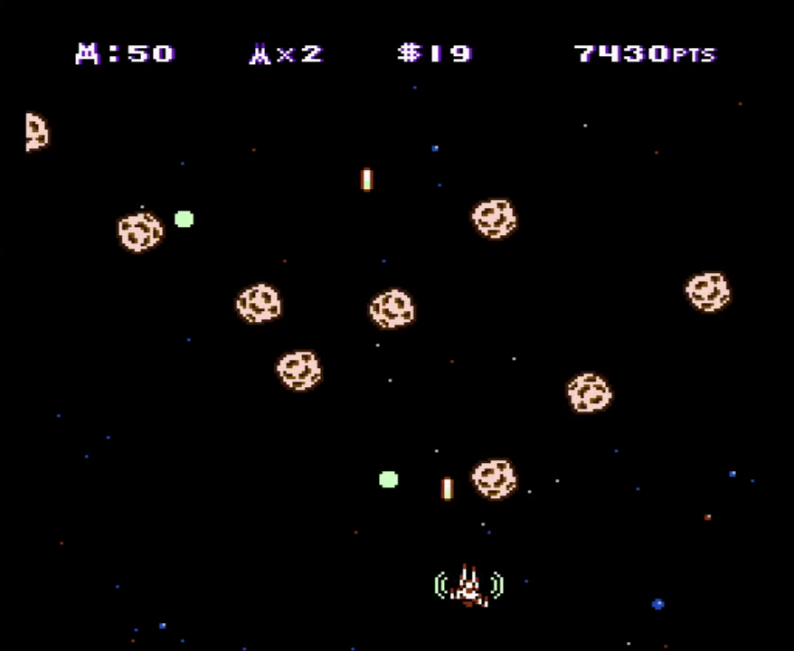 arnpoly's tweet photo. I'm happy to introduce my new NES homebrew game, Ranaga!  It's an arcade-style vertically scrolling shooter featuring randomized waves of enemies.  See how long you can survive!  You can download it and play it for free at https://t.co/8zBCyPzRm9 https://t.co/X44YwsOvfQ