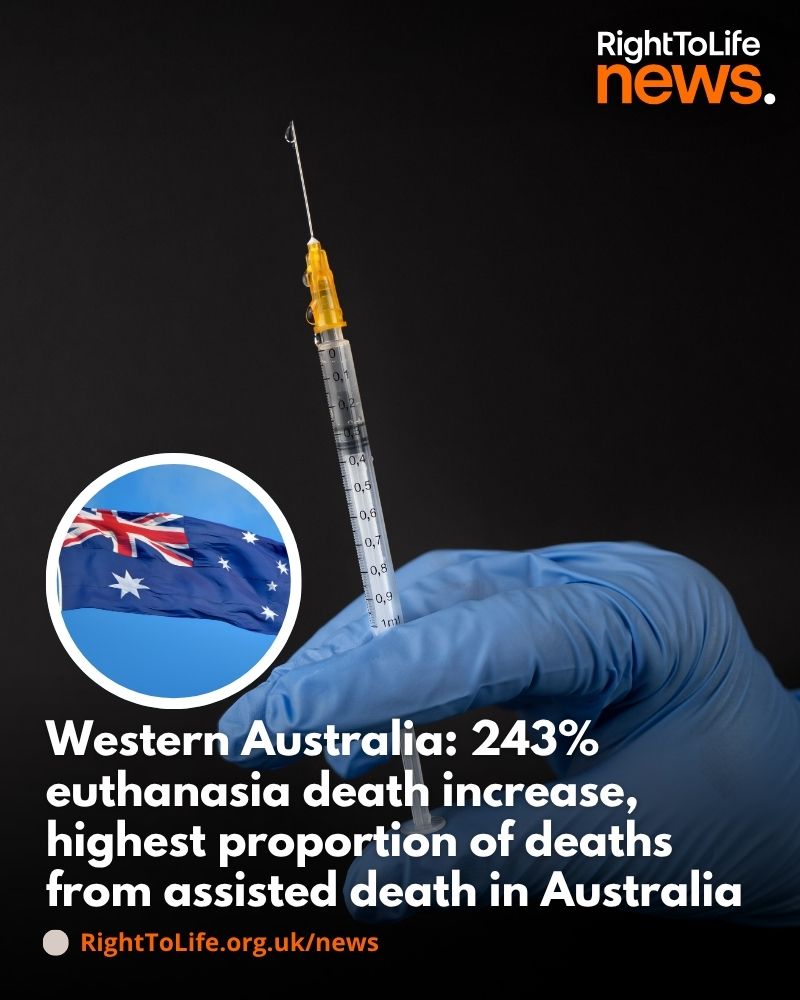 RightToLifeUK's tweet photo. Western Australia’s has seen a 243% increase in cases of euthanasia over a four-year period, prompting calls for an inquiry into Western Australia’s ‘assisted dying’ laws.😲 Read the full article here: https://t.co/Eg8RfpJZDb https://t.co/Yg02Fqz340