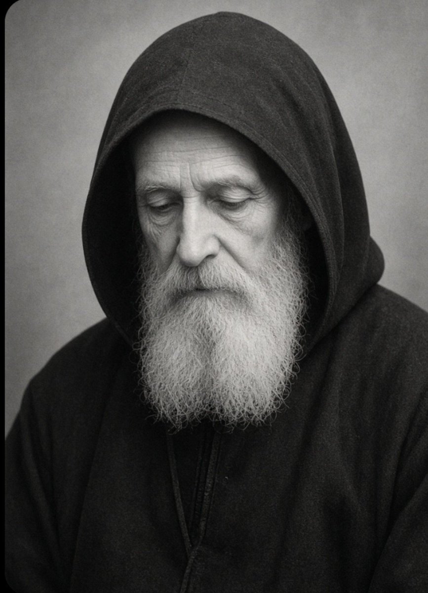 JustAdaugoijele's tweet photo. No photograph of St. Charbel was ever taken during his lifetime. The holy hermit, who died on Christmas Eve in 1898, lived in deep seclusion at the Hermitage of St. Peter and St. Paul in Annaya, Mount Lebanon. Only his fellow monks ever saw his face.

More than 50 years later, on May 8, 1950, coincidentally the saint’s birthday....
four Maronite priests from Scranton, Pennsylvania, made a pilgrimage to the Monastery of St. Maroun in Annaya.
 Father George Webby took a photo of the group standing with a guard outside the monastery. 

When the film was developed, an unexpected figure appeared in the middle of the picture: an elderly monk with a white beard. Father Webby immediately showed the photograph to the elderly monks at the monastery. Without hesitation, they identified the man as St. Charbel.
That image became the basis for every portrait and photo of the saint that followed, including those displayed in St. Peter’s Basilica during his beatification and canonization. The mysterious appearance remains one of the most well-known signs associated with the humble Lebanese hermit whose intercession continues to bring healing to many.

Saint Charbel, pray for us!