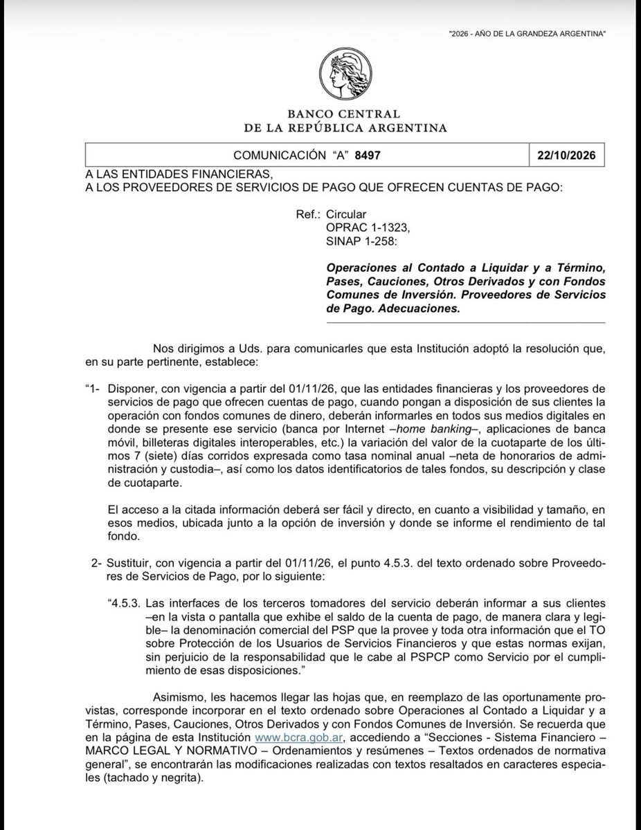 pbarbieri's tweet photo. Celebro esta regulación del @BancoCentral_AR que obliga a todos los que ofrecemos FCIs a informar honesta y consistentemente los rendimientos de fondos. Porque algunos se pasan de vivos, comunicando rendimientos engañosos. Ya no. 
Gana el usuario. Ganamos el mercado. Ganamos todos. 
La competencia nos eleva!