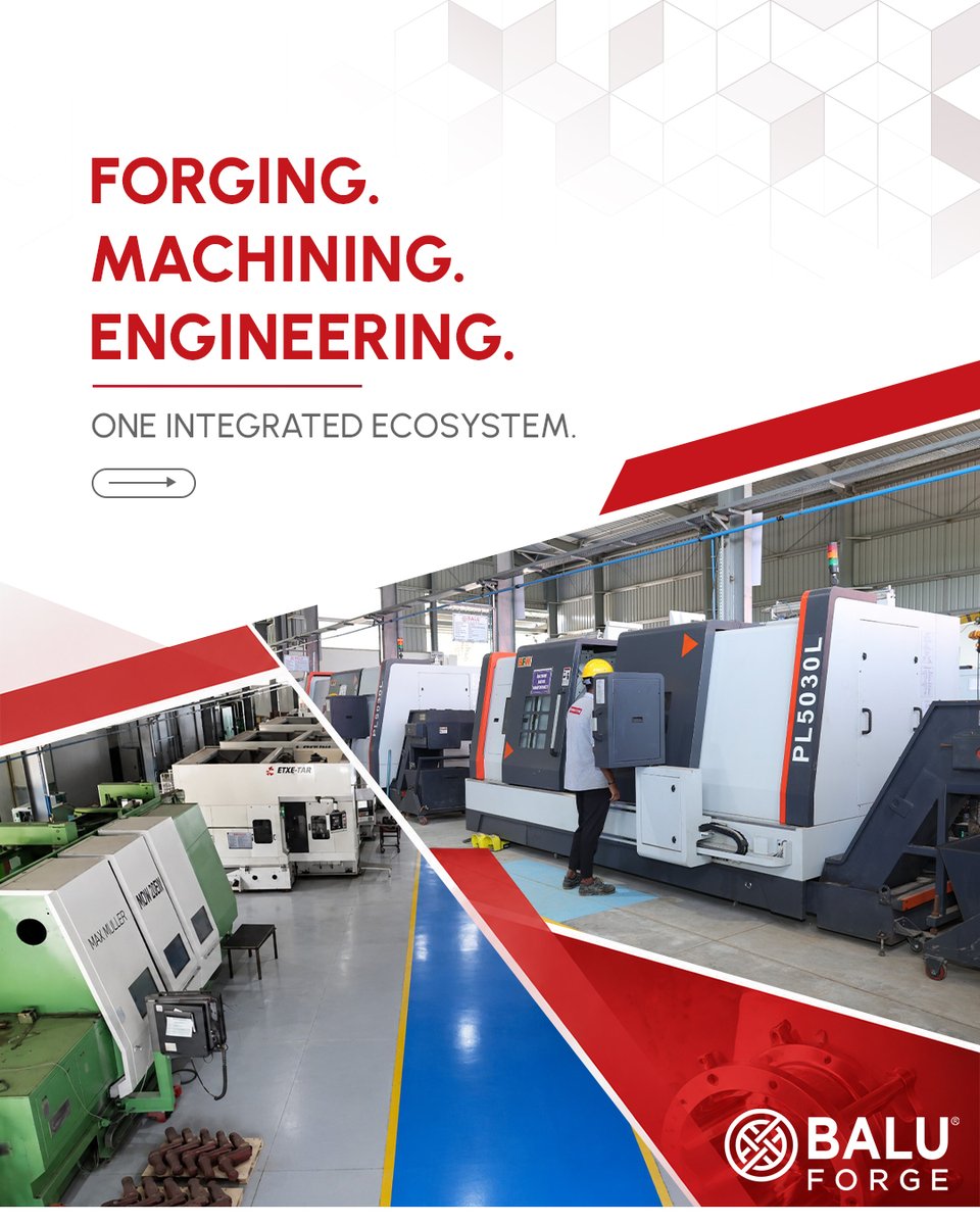 BaluForge's tweet photo. By operating as a single integrated manufacturing ecosystem, our objective is simple: absolute control and unmatched precision across the entire manufacturing journey.
.
.
.
#BaluForge #EngineeringExcellence #PrecisionManufacturing #Forging #Machining #IndustrialEngineering https://t.co/UicC0oNiLr