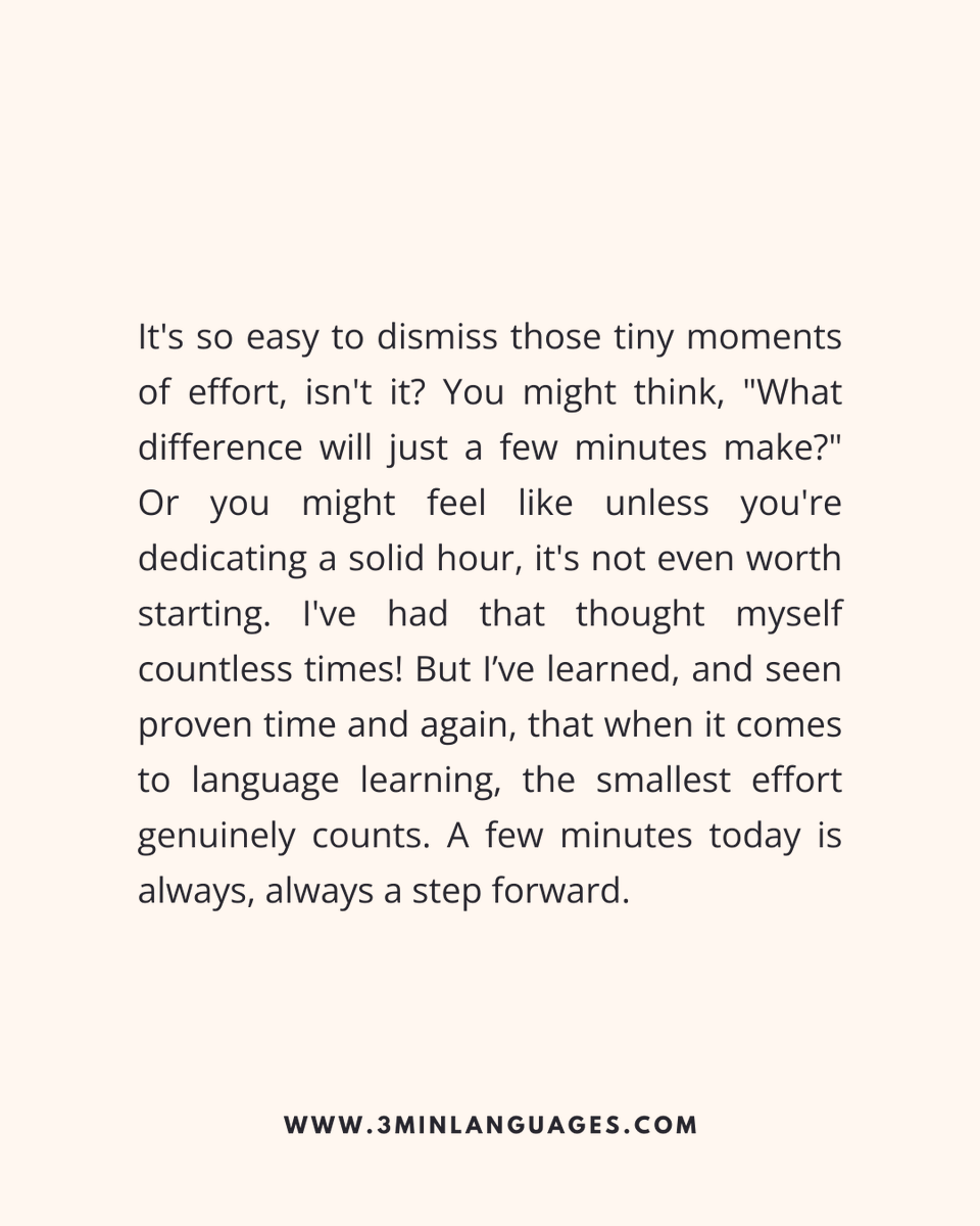 3MLanguages's tweet photo. A few minutes today matters.
Tiny efforts compound.
👉 Take the next step: https://t.co/zJMA7G83iy
#3MinuteLanguages #StudyIn3 #LanguageLearning #MicroLearning #Consistency #LearnFrench #LearnSpanish #LearnGerman #LearnItalian #LearnPortuguese https://t.co/aLbW1jWo72