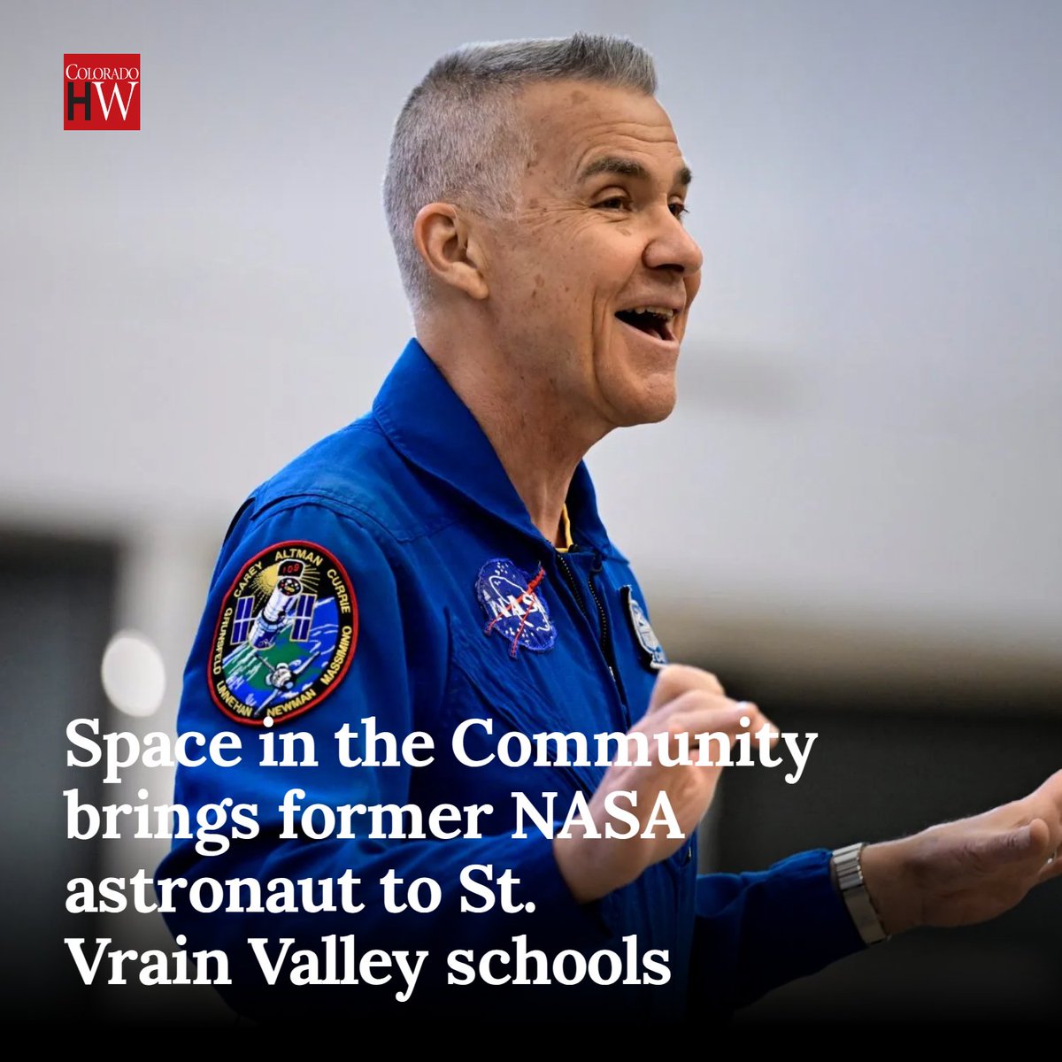 CoHoWeekly's tweet photo. Space in the Community brings former NASA astronaut to St. Vrain Valley schools https://t.co/KcIYMA2rOW https://t.co/QGxhWIsibB