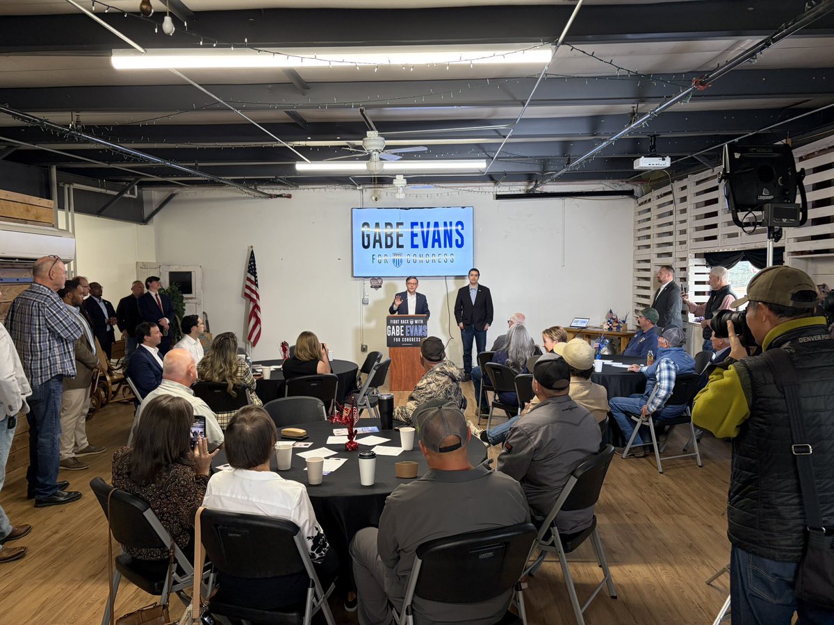 MikeJohnson's tweet photo. Congressman Gabe Evans has fought for our nation in uniform, and now is fighting for hardworking families across #CO08.

It was great to meet with mechanics, small business owners, and other community leaders to discuss the contrast between commonsense policies and crazy, far-left radicals like Gabe's opponent, who would shut small businesses like these with high taxes and anti-energy policies.

Vote @GabeforColorado!