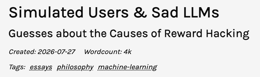 mentalgeorge's tweet photo. Worth re-reading @1a3orn's essay in parallel with Dario's BBOC doc

ie: current models are misaligned because the RL distribution we subject them to does not possess a learnable, coherent lesson (or "high-level commonality", in Dario's terms) about what aligned behaviour is https://t.co/7VikW0vbDk