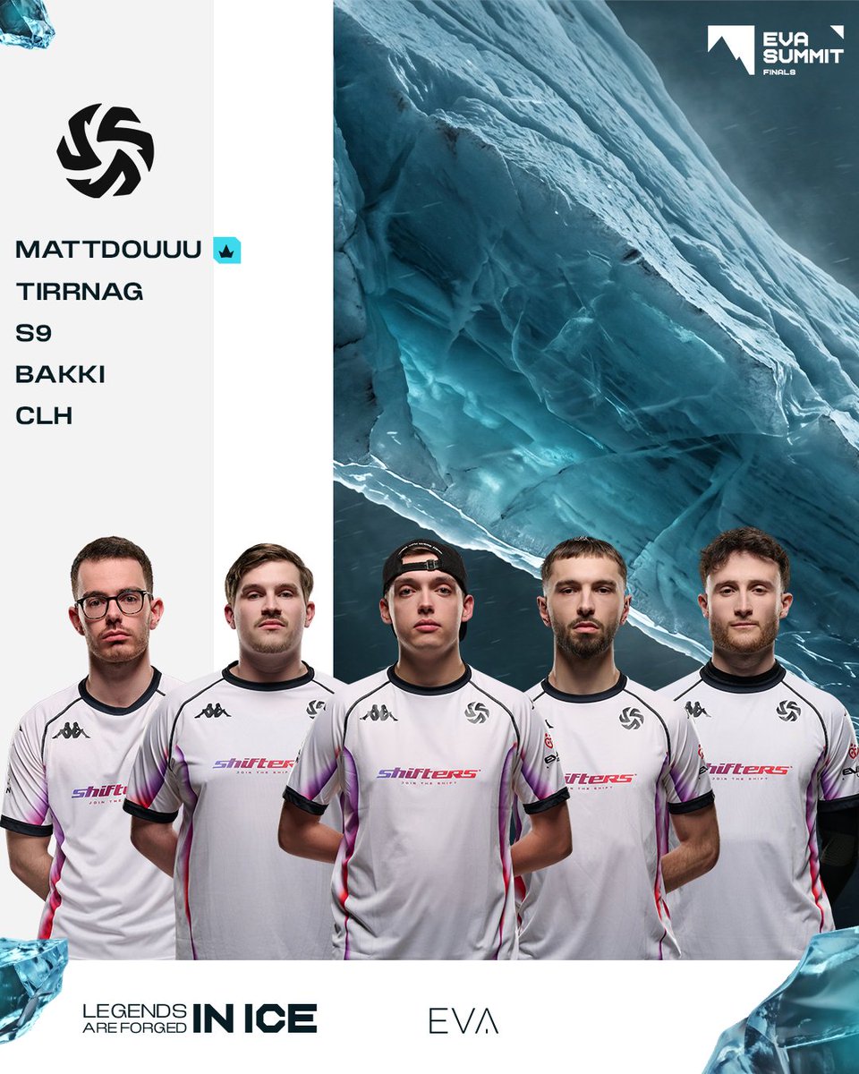 eva_competitive's tweet photo. LEGENDS ARE FORGED IN ICE 🏔️

EVA Summit 3 line-ups are locked in, only one team will break through the ice as legends. ❄️

See you at EVA Paris-Est this Sunday, October 25th, at the top. https://t.co/eJyUfBqcuk