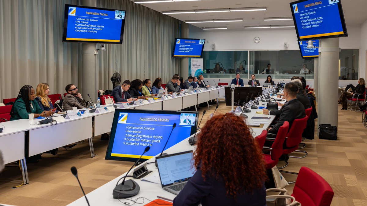 WIPO's tweet photo. Prosecutors and experts from 30 countries gathered at WIPO to discuss how to tackle cross-border intellectual property (IP) crime.

WIPO’s first Global Forum for IP Prosecutors explored investigative techniques, challenges in prosecuting counterfeiting and piracy cases, and ways to strengthen international cooperation.

Read more: https://t.co/2VZWOM4AJ6