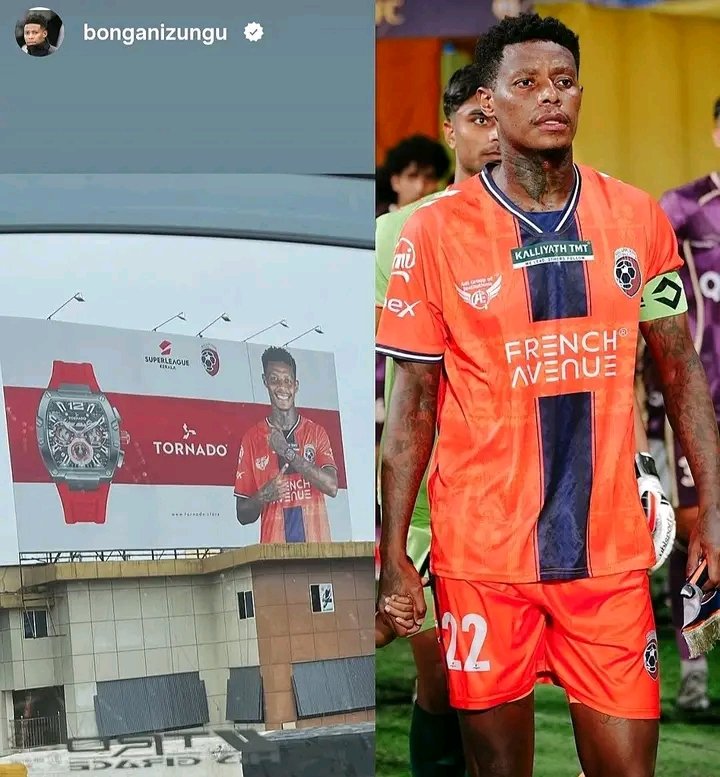 __T_touch's tweet photo. Yoh! Our boy Bongani Zungu is BIG in India! 🇮🇳
The man is on a billboard in Kerala as the face of Tornado, a company that is sponsoring the Super League Kerala.

BIG PLAYER 🇿🇦 🌍⌚️ https://t.co/QGS9kzb0SL
