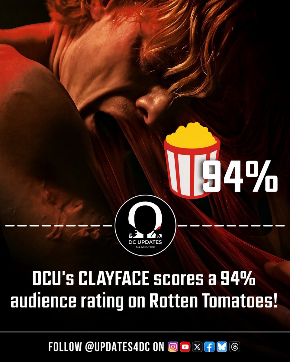 Updates4DC's tweet photo. The audience has spoken! ‘CLAYFACE’ lands an impressive 94% audience score on Rotten Tomatoes!

#Clayface #DCU #RottenTomatoes https://t.co/xkpv7ZfPQt