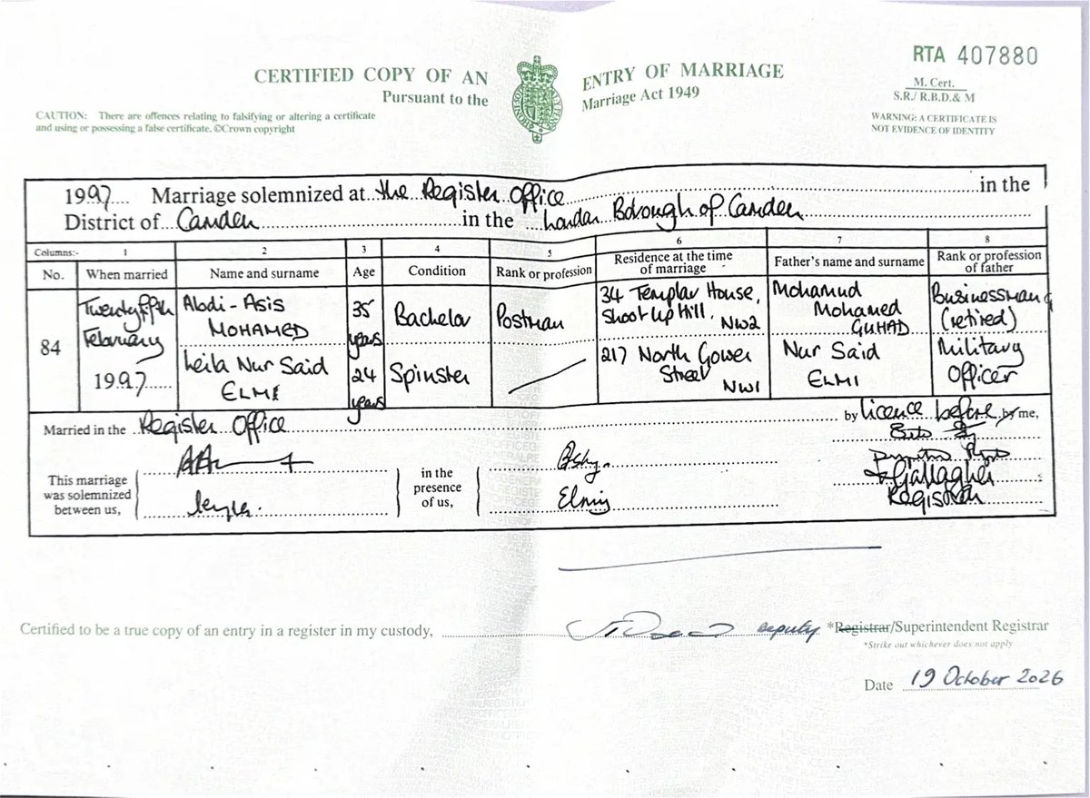Breaking911's tweet photo. The New York Post has obtained and published an official copy of the marriage certificate for Ilhan Omar’s sister.

📸: @nypost https://t.co/xnXAJeXMno