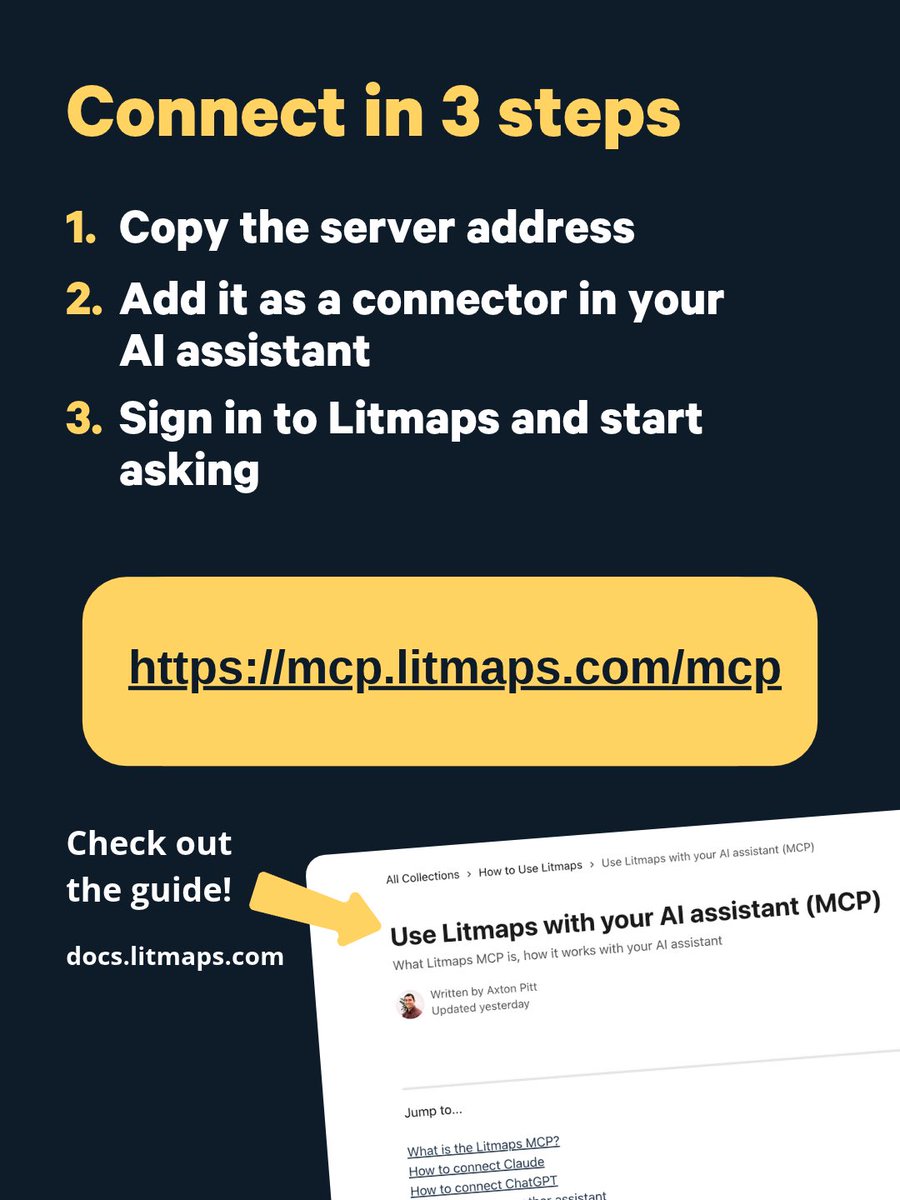 LitmapsApp's tweet photo. Your research library, now inside your AI assistant. https://t.co/Gcxa9Yy4XW