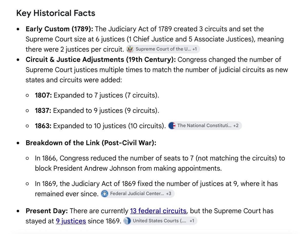 AFMom's tweet photo. HRC wants to take the US back 157 yrs. 
How easily her dementia kicks in when it comes to her own Democrat party not supporting Pres. Roosevelt when he tried to pack SCOTUS back in 1937.
Even Dementia Joe created a Commission to look at adding more Justices to the Court. In 2021, a presidential commission on the Supreme Court took no position on the issue of court expansion. “The Commission as a whole takes no position on the validity or strength of these claims. Mirroring the broader public debate, there is profound disagreement among Commissioners on this issue,” the report stated.
