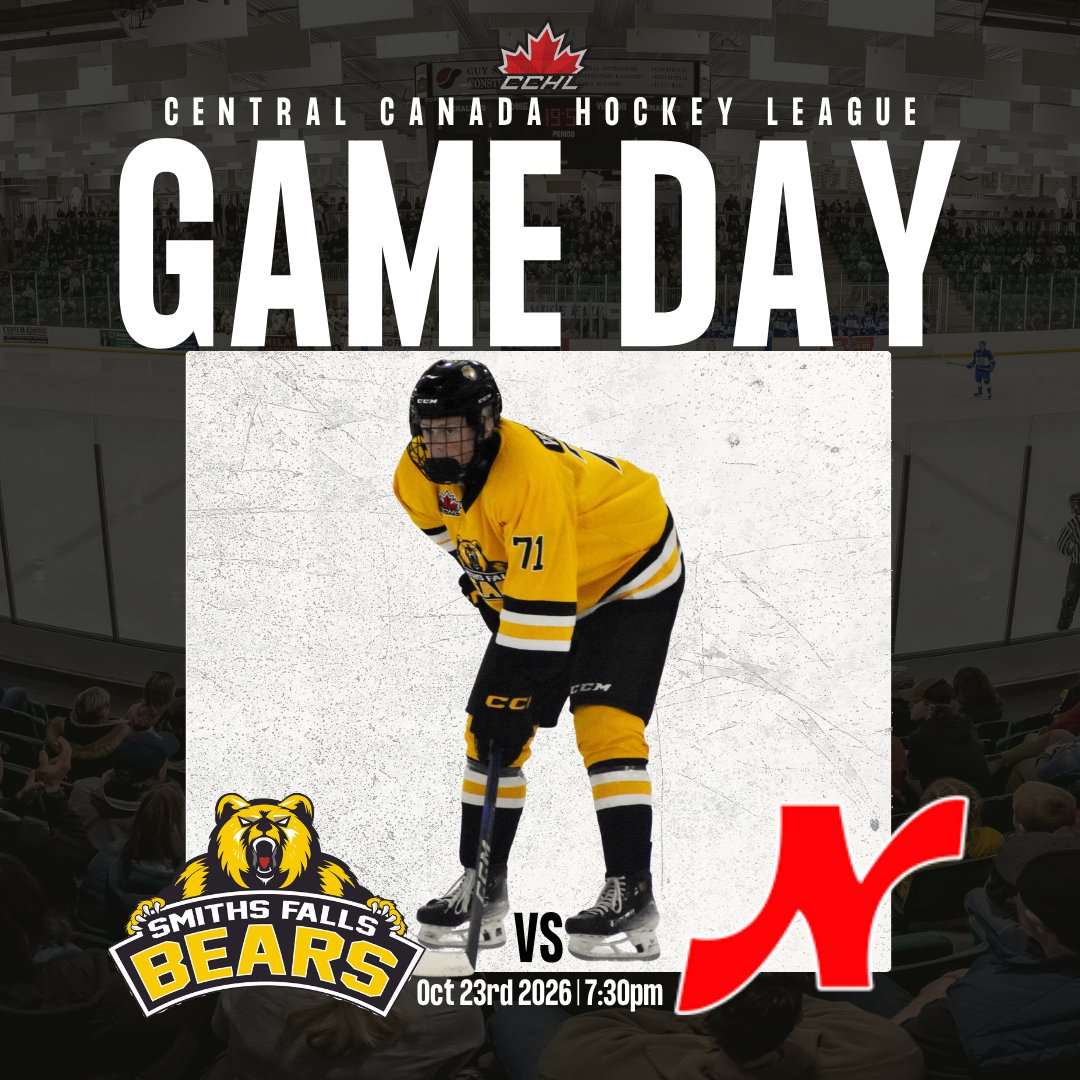 SFBears's tweet photo. GAMEDAY 🚨

Kicking off the weekend on home ice!

📍 Smiths Falls Memorial Centre
⏰ 7:30 PM
🎟 Tickets available at the door
📺  FloHockey https://t.co/Ckrk7XKzIy