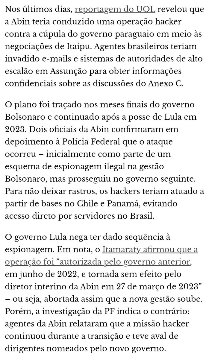 _Leo_1909's tweet photo. @SamuelsonXavie1 e quando a ABIN sob gestão lulista sabotou o Brasil e vazou espionagem do gov anterior (p negociar um dos tratados de Itaipu) https://t.co/jQJU1NkDVH