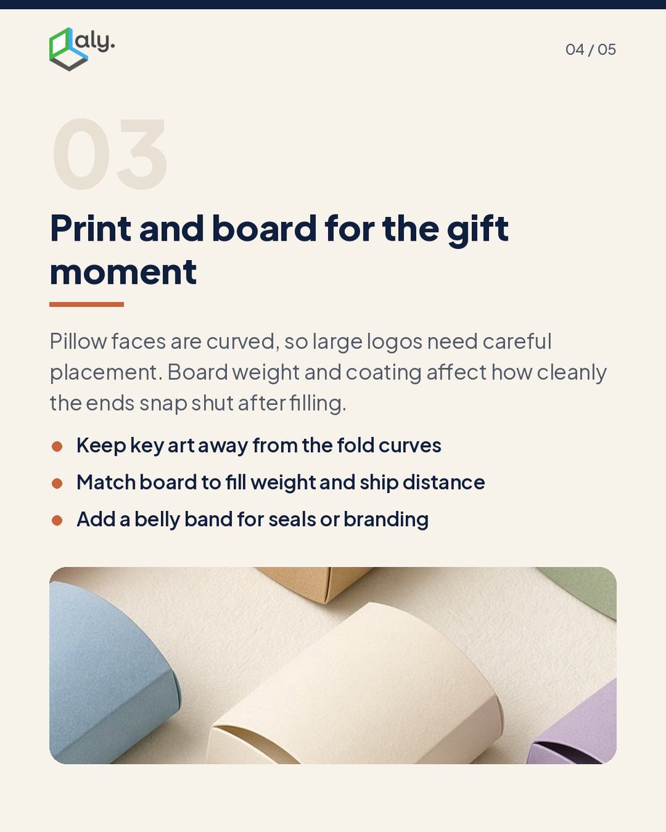 AlyPackaging's tweet photo. Hot take: Custom Pillow Boxes are the wrong box for a lot of what brands put in them. Heavy or glass? Go rigid. Jewellery, sweets, small apparel, sample kits? Kraft pillow boxes ship flat, fold fast and look gift-ready. Where's your line? #CustomPillowBoxes #Packaging https://t.co/UfPxaUrnfZ
