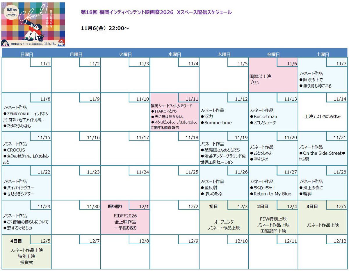 xiopamine's tweet photo. 【おしらせ】

#福岡インディペンデント映画祭 が11/6より連日Xスペースにてノミネート作品等のご紹介を配信開始します。

『スコノシュータ』については11/13の予定です。
※私も少し喋るかもです。

 ぜひぜひお気軽に聴いてみてください。 https://t.co/583pA4rHt1