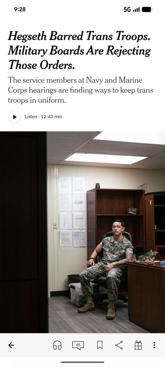 glennagoldis's tweet photo. The trans movement argues publicly that trans people are so sensitive to misgendering that it makes them suicidal.

When trying to keep their jobs in the military, they drop the bit. Then the military lets them stay on because its concerns about fragility have been allayed. https://t.co/LcqpYZp3IP