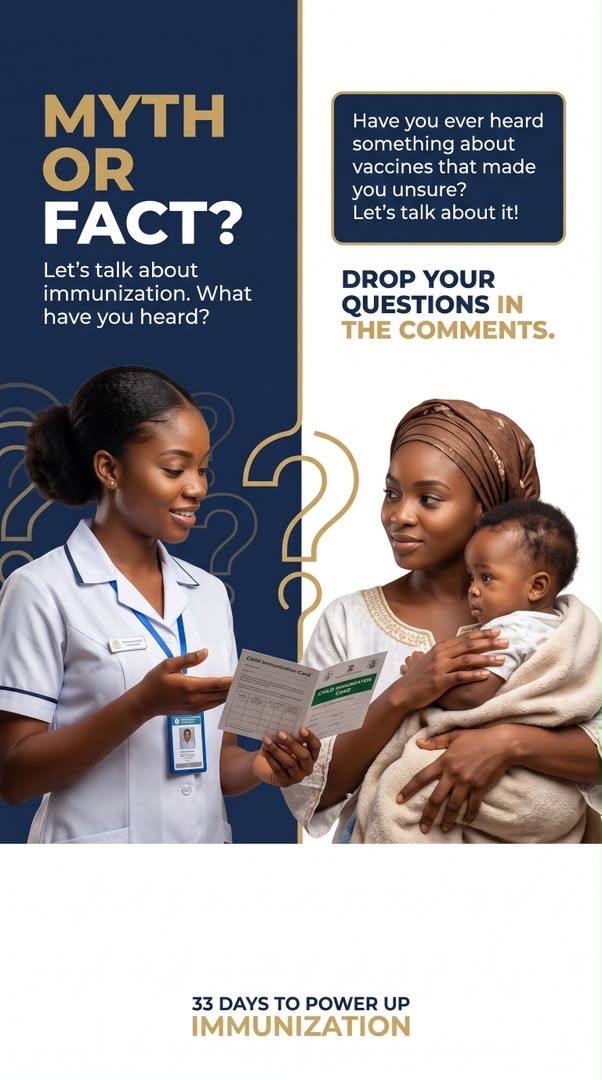 NurseOlusolape's tweet photo. MYTH OR FACT? 🤔💉

Think you know the facts? Let’s find out! 👀 Not every vaccine claim deserves your belief. Drop a vaccination myth you’ve heard, and let’s get talking!

#MythOrFact #PowerUpImmunization https://t.co/xWYu0afM4u