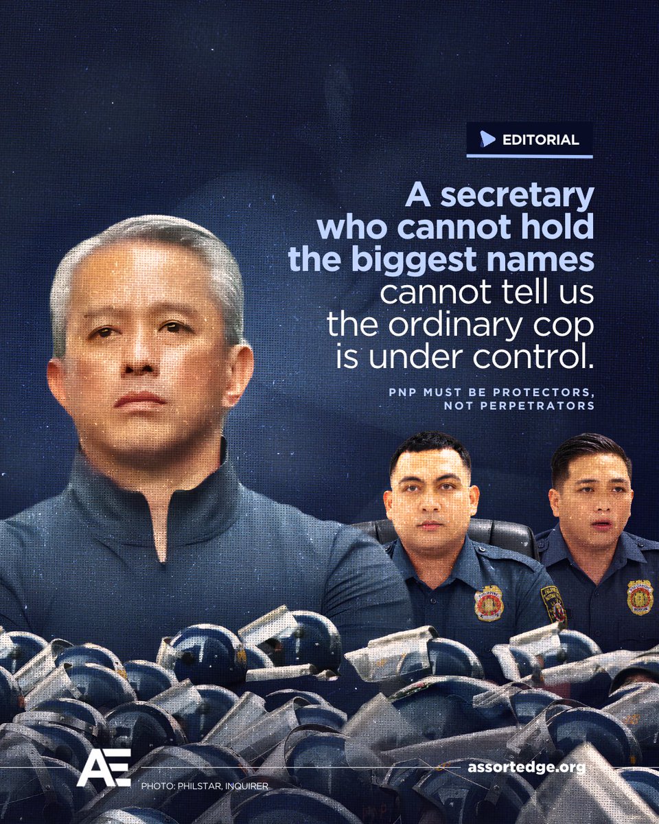 assortedge's tweet photo. A police badge should offer protection, not immunity, yet DILG Secretary Jonvic Remulla has shown little to no actual success in cleaning up the ranks. Rather than holding media appearances, the Secretary must walk the talk by taking immediate administrative action against abusive officers at the very first warning sign. Protecting victim-survivors requires concrete enforcement from the top, not reactive soundbites after a video trends online.

READ: https://t.co/63HnjmU5ZP