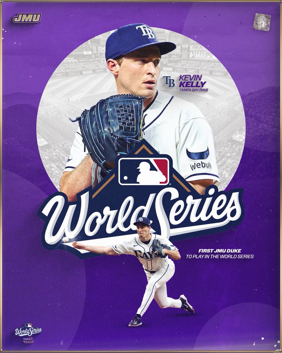 JMUBaseball's tweet photo. Good luck to Kevin Kelly and the @RaysBaseball in the World Series! 

#GoDukes https://t.co/Fj3TiZTIOJ