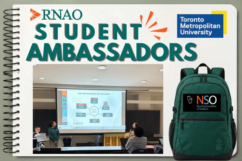 NursingStudentO's tweet photo. On Oct. 19, @RNAO  Student Ambassadors visited TMU to share RNAO resources, supports and ways to get involved while in school.

👏 Thank you, Zoey Cheng and Darartu Gurmu, for keeping fellow nursing students informed! https://t.co/Vf3LXd70H7