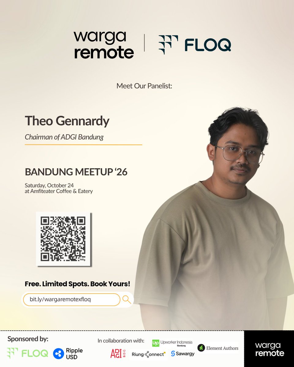 WargaRemote's tweet photo. warga remote x FLOQ: Bandung Meetup 2026

Here is tomorrow's lineup 🔥
See you there! https://t.co/bbF5eO8rGj