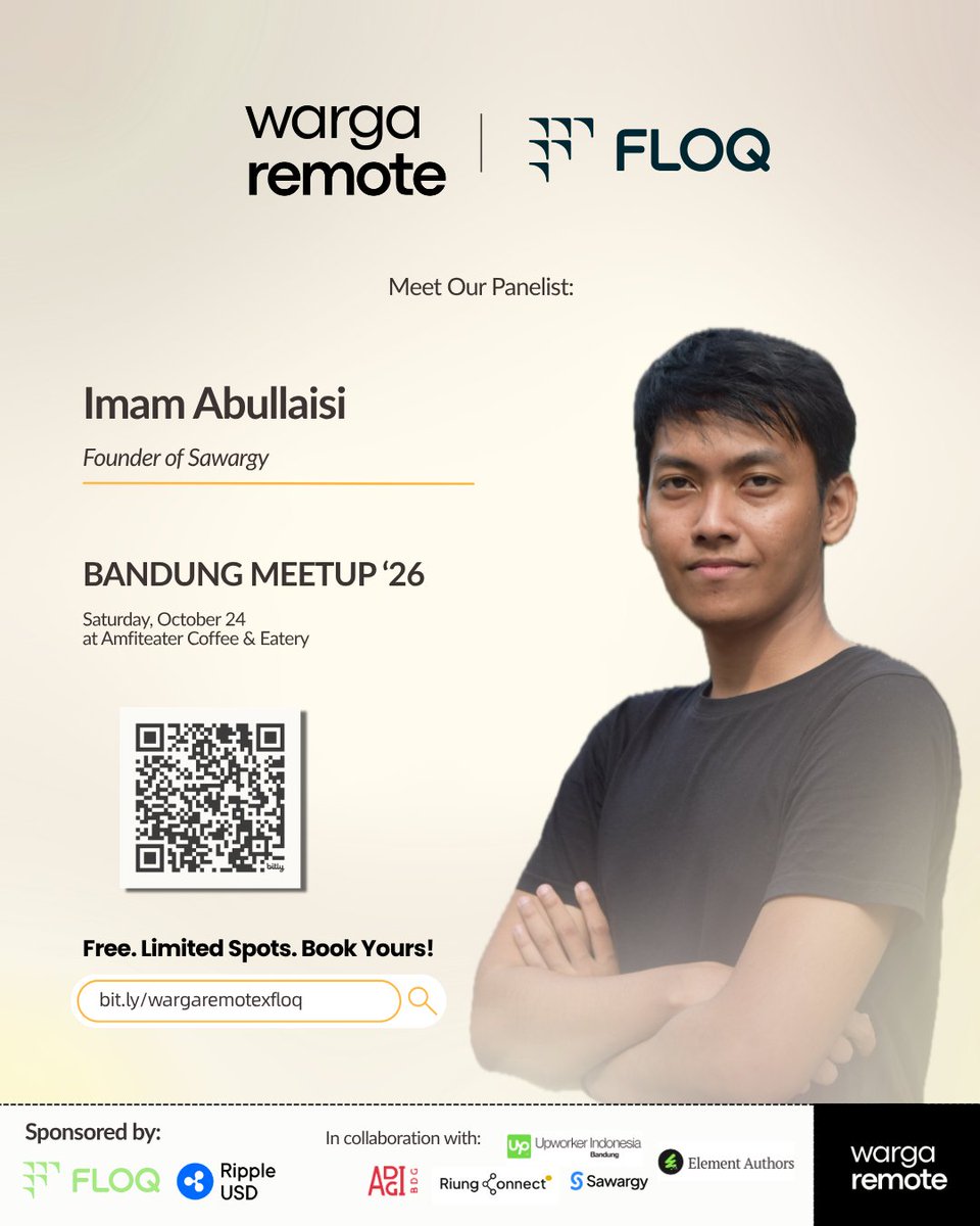 WargaRemote's tweet photo. warga remote x FLOQ: Bandung Meetup 2026

Here is tomorrow's lineup 🔥
See you there! https://t.co/bbF5eO8rGj