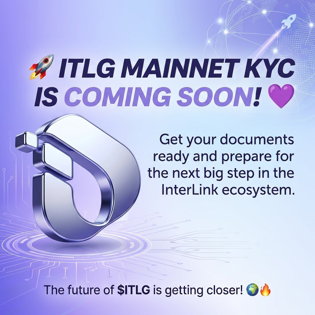 MDRobbanirzi9's tweet photo. 🚀 ITLG Mainnet KYC is coming soon! 💜
Get your documents ready and prepare for the next big step in the InterLink ecosystem. The future of $ITLG is getting closer! 🌍🔥
#InterLink #ITLG #ITL #Mainnet #KYC https://t.co/5lCAWf84f0
