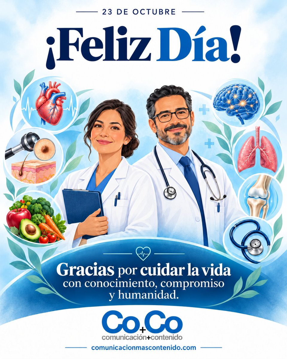 RicardoRdzO's tweet photo. Detrás de cada diagnóstico hay conocimiento; detrás de cada cuidado, una persona comprometida con la vida. 💙 Hoy y siempre reconocemos a las médicas y los médicos de todas las especialidades por su entrega, su vocación y la confianza que construyen con cada paciente. ¡Gracias! https://t.co/wqURM2neS0