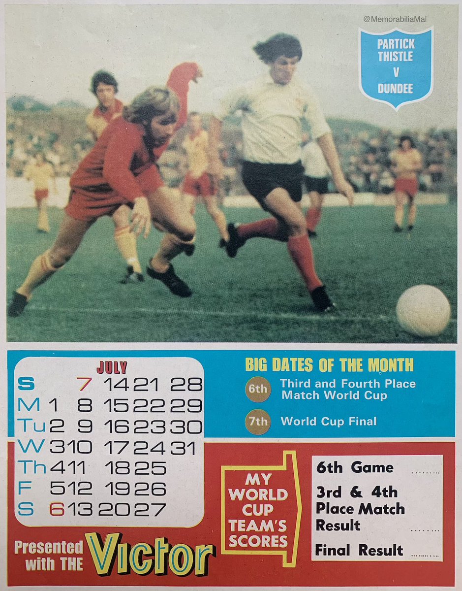 MemorabiliaMal's tweet photo. The Victor Year of Football Calendar
July 1974 #WeAreThistle #TheDee https://t.co/wFCMpb5NeY