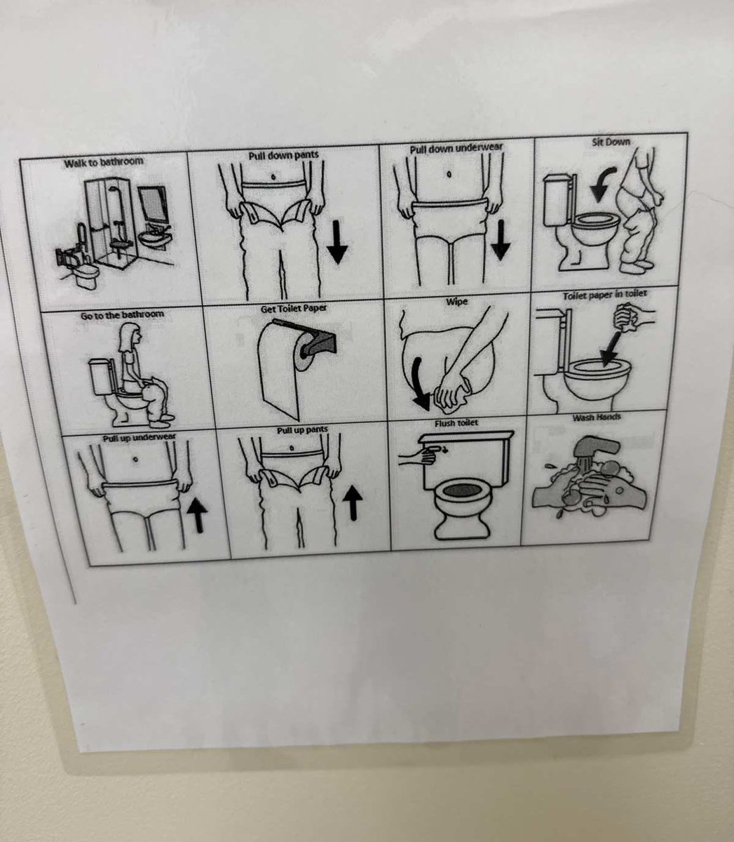 Martyfields's tweet photo. I found these instructions in my hotel room, on the inside of the bathroom door. So odd. Perhaps it’s a refresher course? https://t.co/RrrdC38tdt