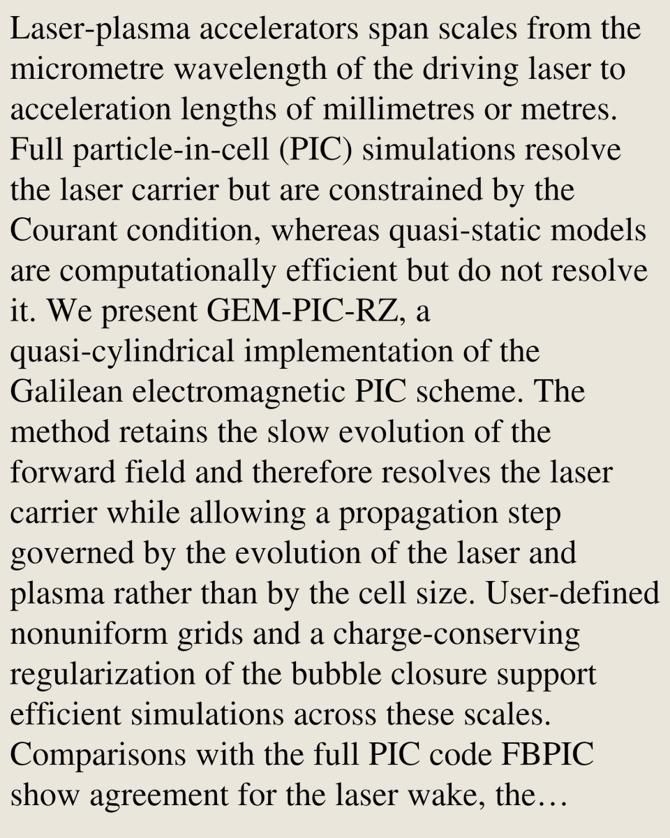 VPHM's tweet photo. GEM-PIC-RZ: a Galilean electromagnetic particle-in-cell code in quasi-cylindrical geometry with nonuniform grids

Alexander Pukhov
https://t.co/d1JuF6flrl [𝚙𝚑𝚢𝚜𝚒𝚌𝚜.𝚙𝚕𝚊𝚜𝚖-𝚙𝚑 𝚙𝚑𝚢𝚜𝚒𝚌𝚜.𝚘𝚙𝚝𝚒𝚌𝚜] https://t.co/1mlg4JMKO6