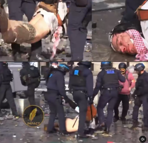 Klunst's tweet photo. Terroriste raciste de Trappes vs Manifestant du 17 octobre https://t.co/59q8mVGDsP