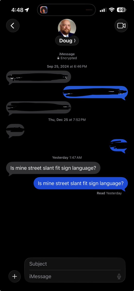 hdintake's tweet photo. I woke up to discover I'd texted myself this at 1:47 AM:

"Is mine street slant fit sign language?"

After two cups of coffee, I finally decoded it:

"Is mime just street slang for sign language?"

Apparently, my subconscious has questions. 😂 https://t.co/oCZkJ3Tkdf