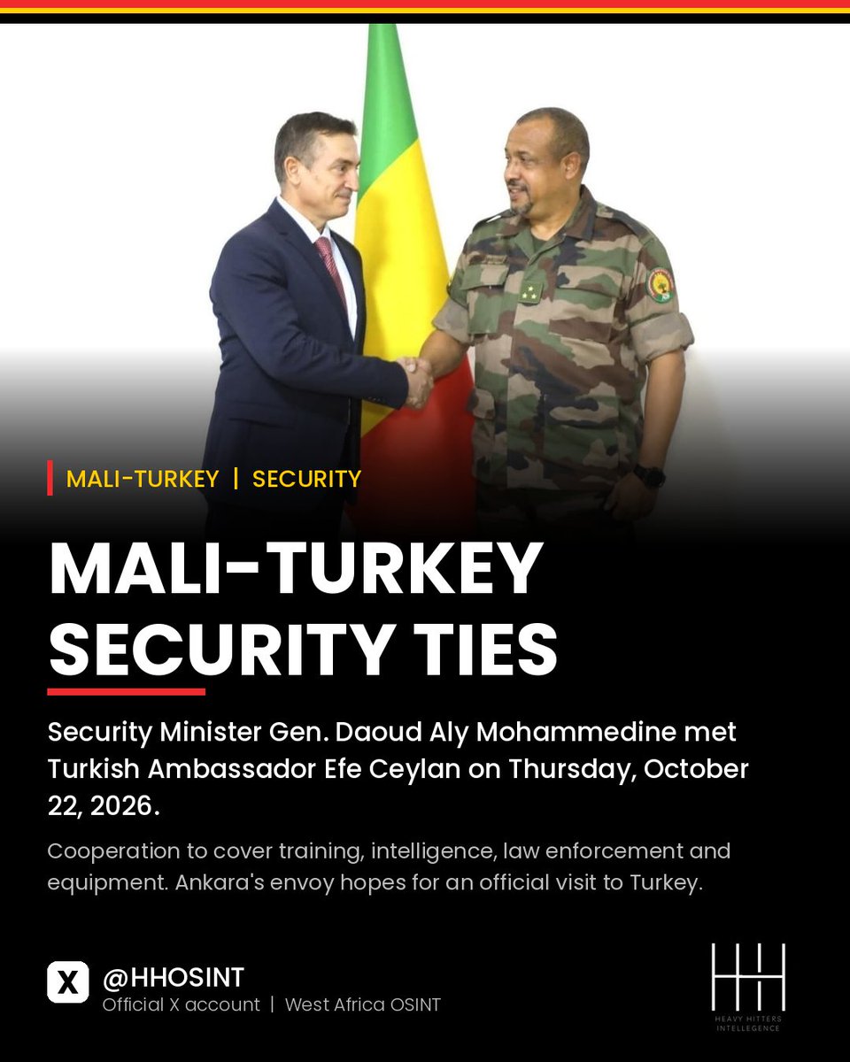 HHOSINT's tweet photo. "What is good for Mali is good for Turkey," said Ambassador Efe Ceylan, reaffirming his country's willingness to deepen a partnership that already covers several civilian and military areas.#Mali #Turkey https://t.co/tqXcJvieKq