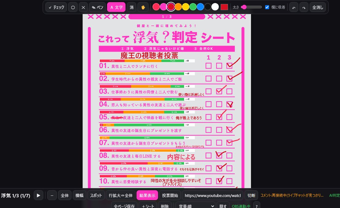 ARKHE_SAMA's tweet photo. こういうツールを自作してやってOBSに接続していたぞ、視聴者のコメントから投票作機能やハイライト機能付き https://t.co/39oWNVqtao