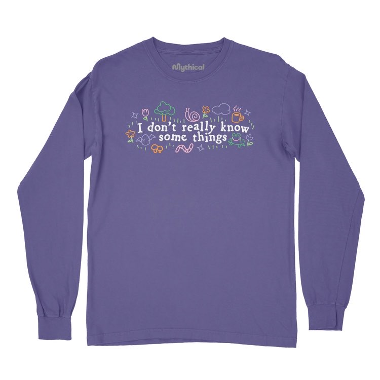MythicalOutfits's tweet photo. Link: From today’s GMM -

‘I Don’t Really Know Some Things Long Sleeve Tee (Purple’ via @mythicalstore ($36.99)

https://t.co/mjl6Wd3XQT https://t.co/yFBu6VicDV