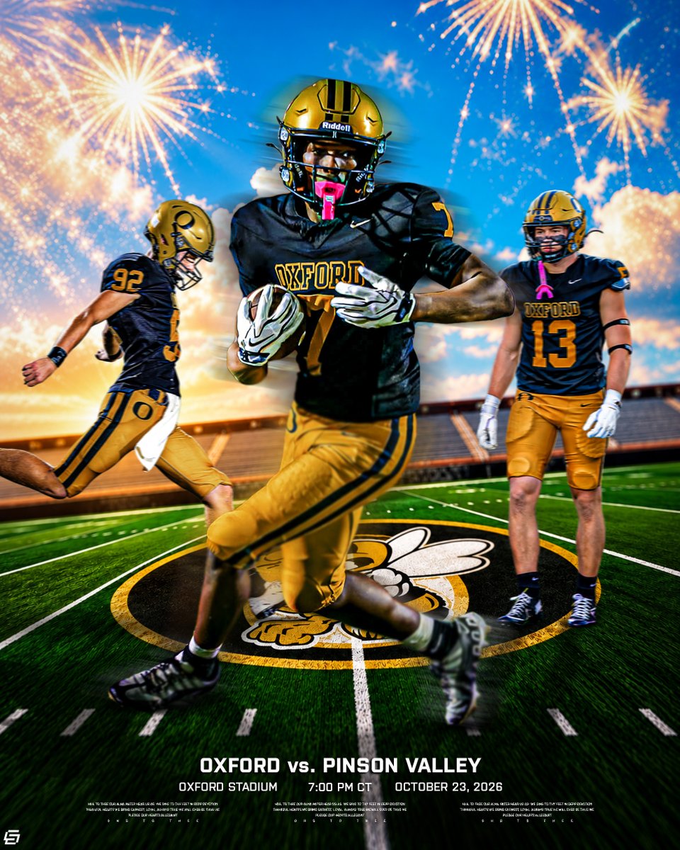 OldGoldFB's tweet photo. WAKE UP!! IT’S GAMEDAY VS PINSON VALLEY!!  

Senior Night // 7:00 pm // Oxford, AL

#GoBigO https://t.co/EmiehcmjZj