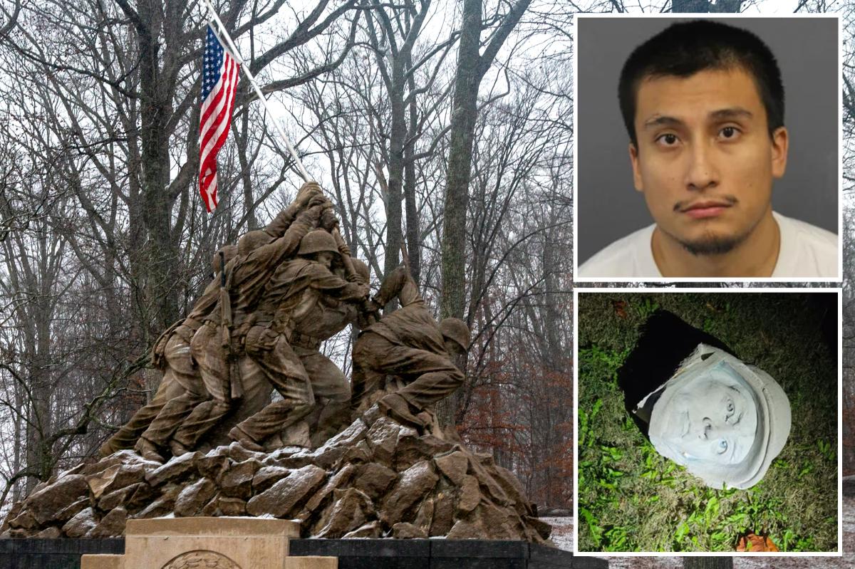 nypost's tweet photo. Vandal who beheaded Iwo Jima monument revealed as illegal alien let in US by Obama, Biden https://t.co/sXQeQPaP7r https://t.co/KqNqSu5zGT